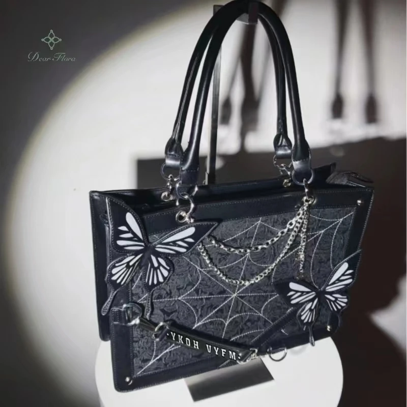 Labyrinth Butterfly Spider Web Letter Chain Handbags DIY Transparent Ita Bag Y2K Lolita Gothic Tote Vintage Fashion Shoulder Bag