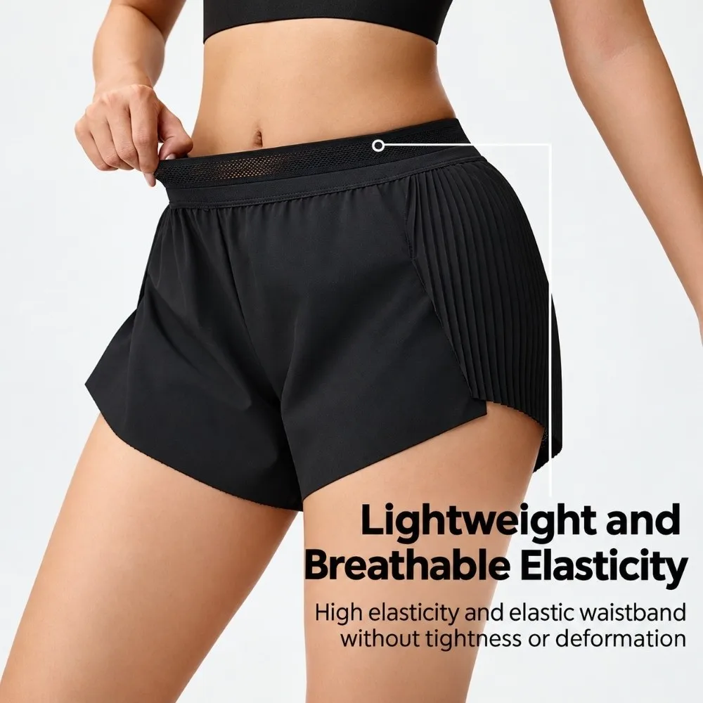 Three-quarter Length Fitness Shorts Hidden Pocket Quick-drying Tennis Yoga Pants Cooling Breathable Sports Shorts For Women