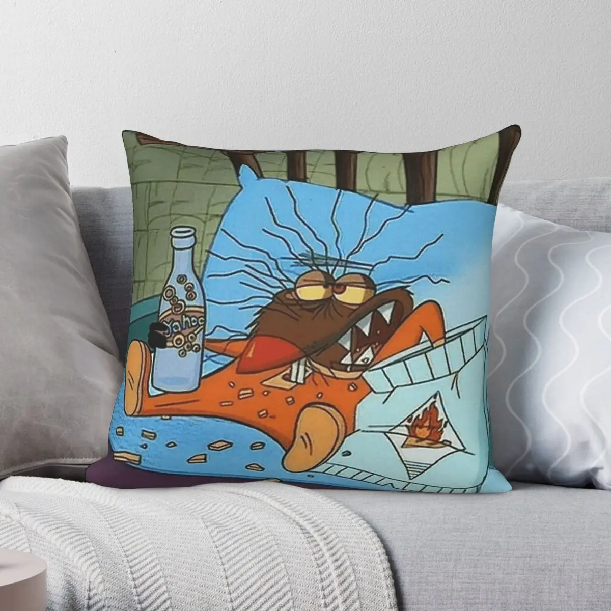 Angry Beavers Daggett Beaver Square Pillowcase Polyester Linen Velvet Pattern Zip Decorative Car Cushion Case