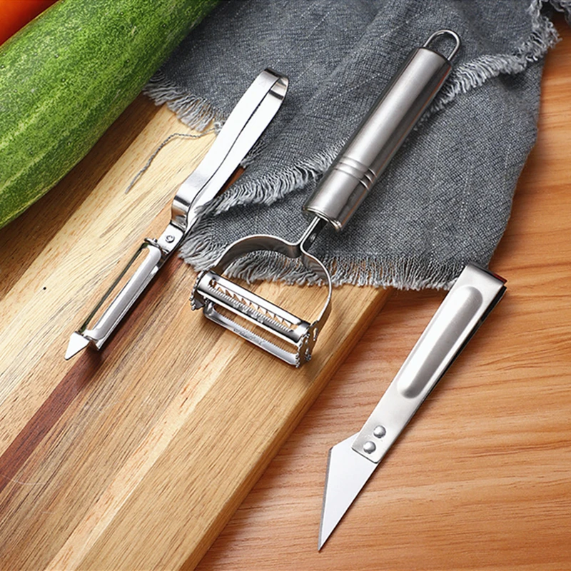 3 stücke Edelstahl Schälmesser Set Küche Gemüse Obst Reibe Multifunktions Kartoffel Slicer Shredder Küche Zubehör