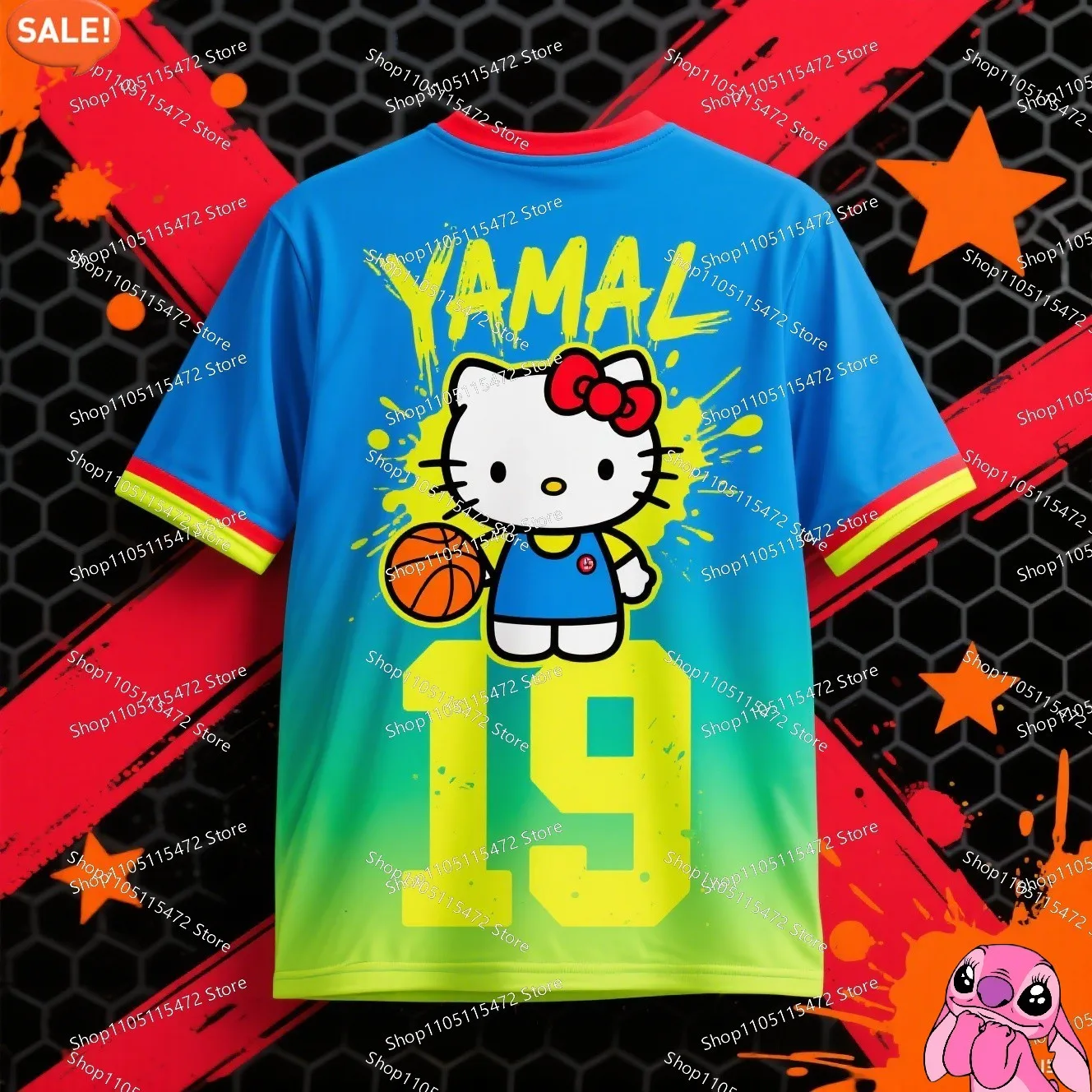 تي شيرت صيفي مطبوع ثلاثي الأبعاد إصدار YAMAL&HelloKitty كرة قدم رياضية خاصة AI مصممة لكرة القدم يوميًا بأكمام قصيرة قابلة للتنفس #2