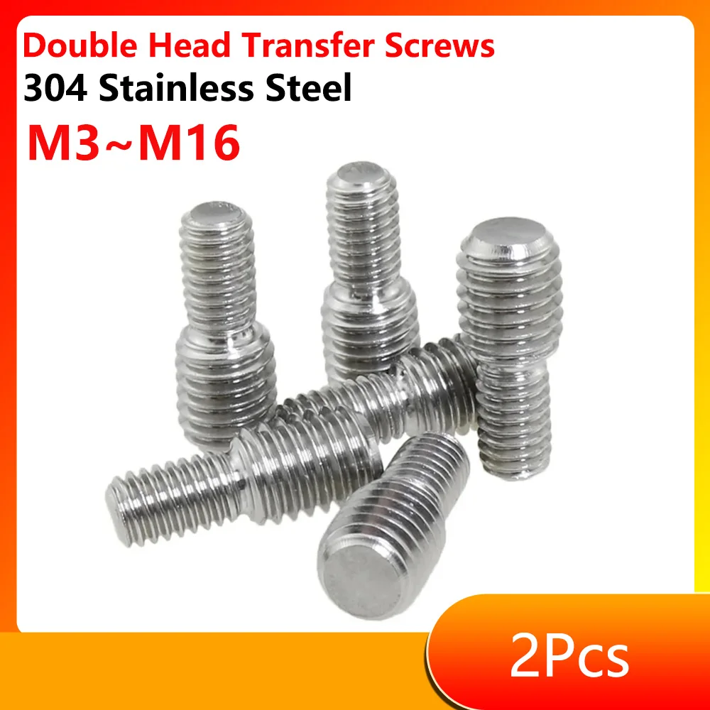 M3 M4 M5 M6 M8 M10 M12 M14 M16 304 Stainless Steel Conversion Double Head Transfer Screws Thread  Adapter Male to Male Bolts
