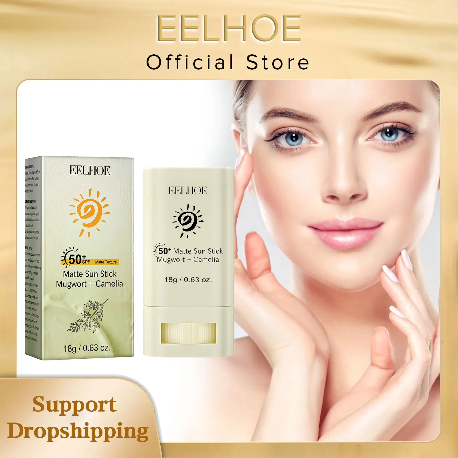 EELHOE Matte Sun Stick Sunscreen Refreshing SPF 50+ UV Protective Oil-Control Isolate Ultraviolet Rays Anti Sunburn Sunblock