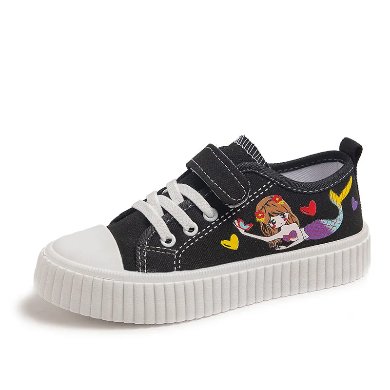 New Fashion Kids Cartoon Casual Soft Bottom Board Shoes Girls Canvas Sneakers bambini antiscivolo studente bambino scarpe sportive singole