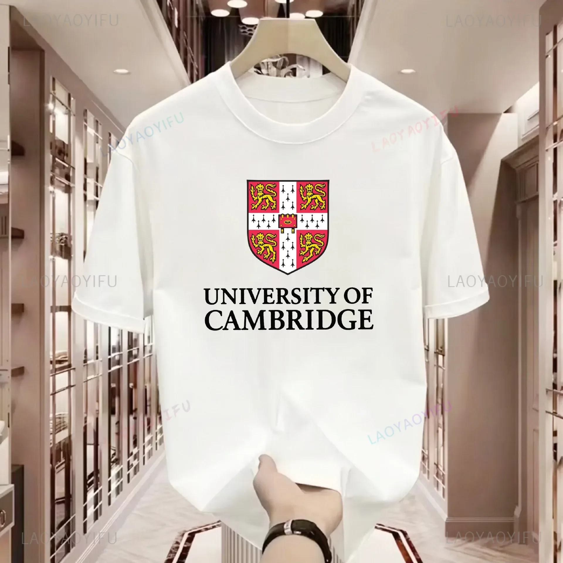 Cambridge University Short Sleeve T-Shirt Alumni Commemorative Gift Unisex Campus Wear Summer Casual Streetwear