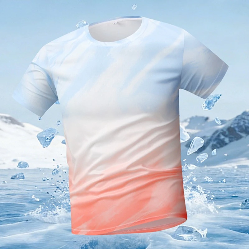 Outdoor Gradient Quick Dry Sportswear Tops Men Leisure Joker Short-sleeved Multi-size Mixed-color Running Fitness T Shirts Man