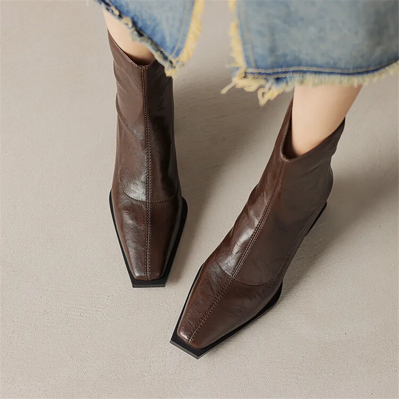 New Autumn Winter Women Boot Fashion Square Toe Boots for Women Short Boots Ladies Shoes Western Boots Zapatos Mujer High Heels