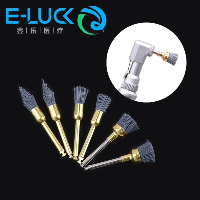 6pcs/box Dental Polishing Brush Silicon Carbide Polishing Prophy Brushes Kit Dentistry Material for Contra Angle Handpiece