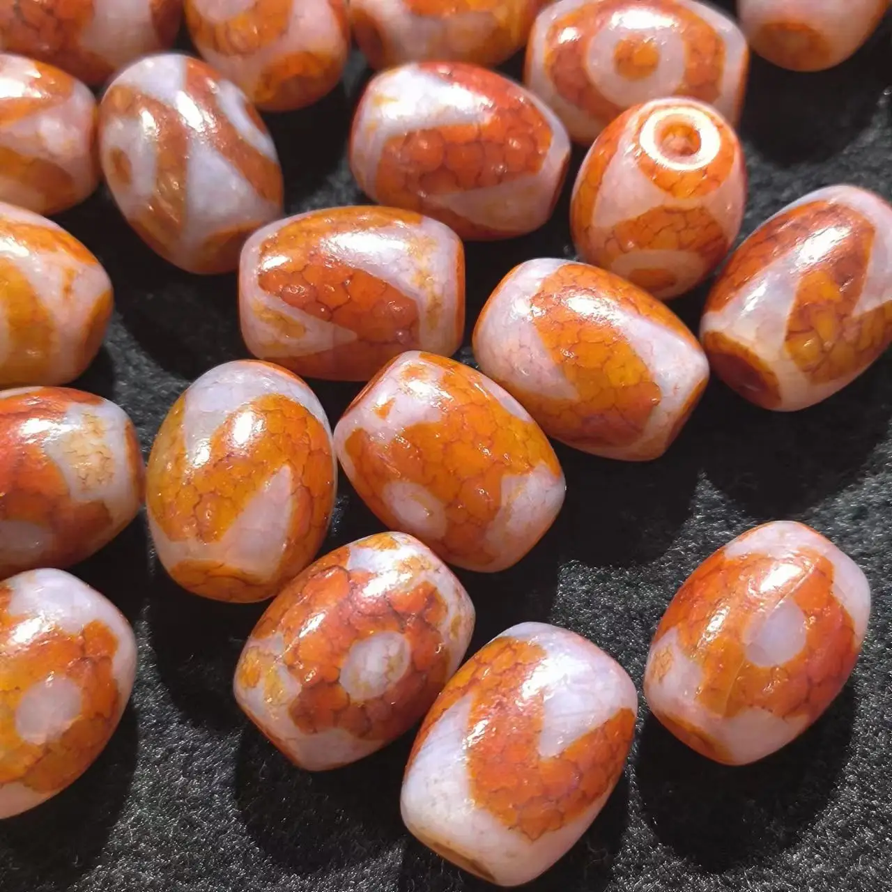 1pcs/lot Natural Dallow Agate Dzi Beads Orange weathered pattern Various rare patterns calcification handmade beads diy bracelet