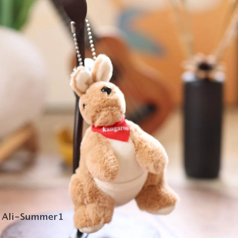 【E】Cute Cartoon Kangaroo Plush Keychain Stuffed Animal Doll Keyring Lovely Bag Pendant Backpack Hanging Decoration Gifts