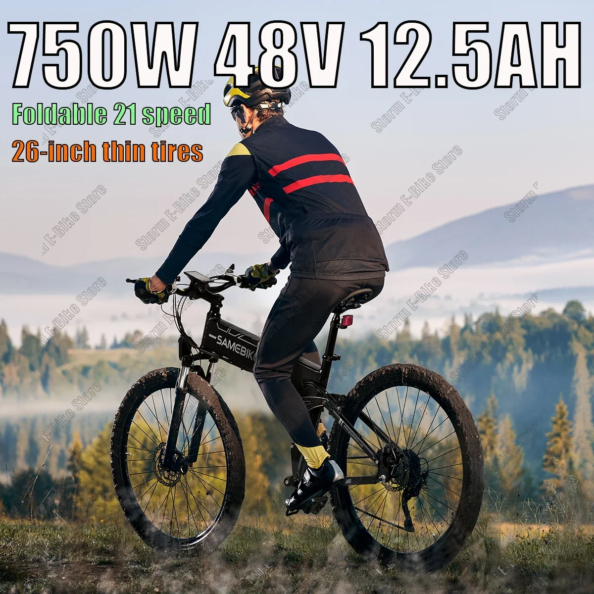 500W/750W Powerful Motor 10AH/12.5AH Lithium BatteryMountain Off-road E-bicycle 26*4.0-Inch Tires Snow E-bicycle Adult E-bicycle