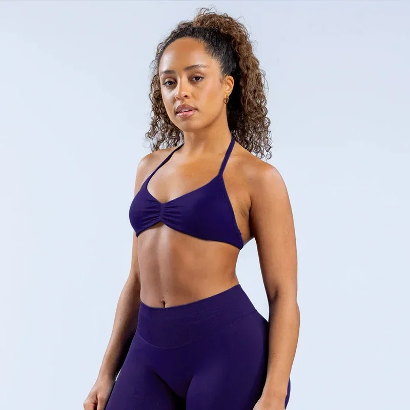 DF Ignite Reggiseno da yoga da corsa con etichetta a colori, alta elasticità opaca, design traspirante e senza traccia