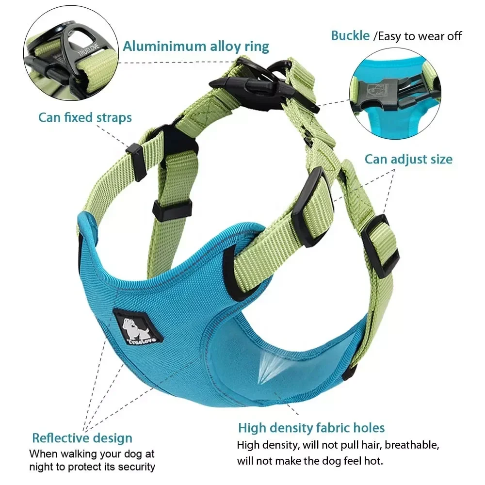 Truelove Nylon Pet Harness Adjustable Breathable Reflective Dog Harness  No Pulling Pet Harnesses for Small Medium Dog TLH5951