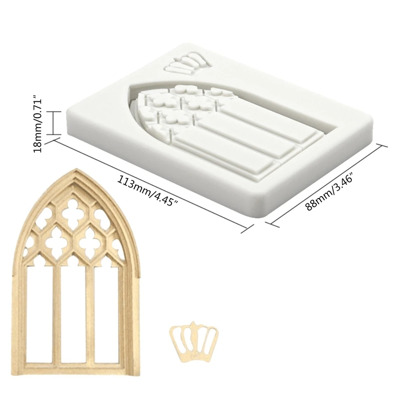 DIY Handmade Silicone Fondant Mold Crown Window Shape Chocolate Sugar Craft Paste Mold DIY Candle Resin Crafts Durable L21A