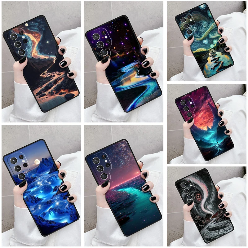 Phone Case For Samsung Galaxy S24 S23 S21fe S22 Ultra Plus Note 10 20 S8 S9 S10 Cover Cosmic River