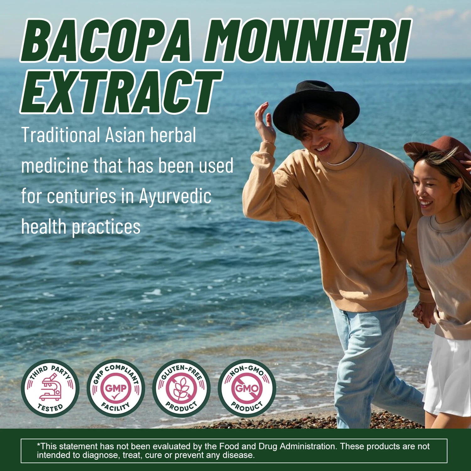 Bacopa Monnieri Extract - Boosts Brain Health Supports Performance Cognition and Focus Enhances Energy and Stamina