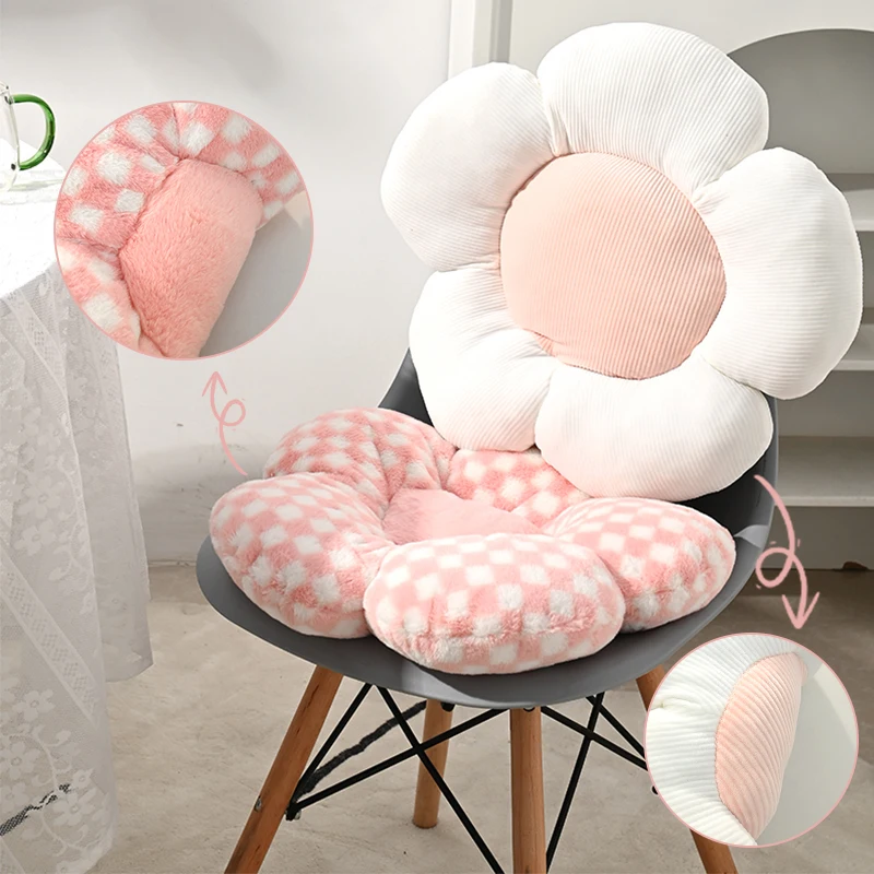 

Plush Flower Cushion INS Cute Sofa Sunflower Throw Pillow Office Chair Lumbar Support Pillow Plush Car Seat Cushion 등쿠션