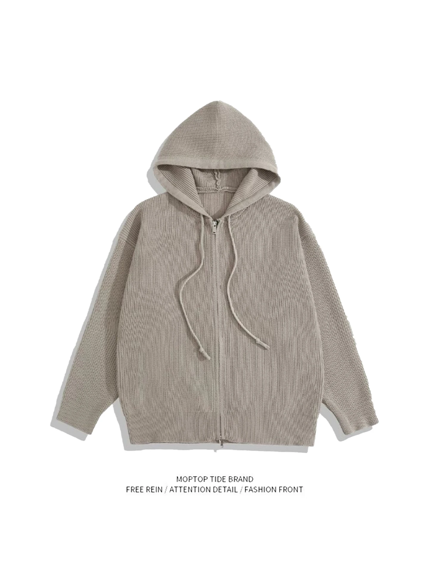 

WHXS Толстовка на молнии вязаная тюре в стиле ретро чистый цвет осень-зима модная Harajuku Sle универсальная мужская женская ...