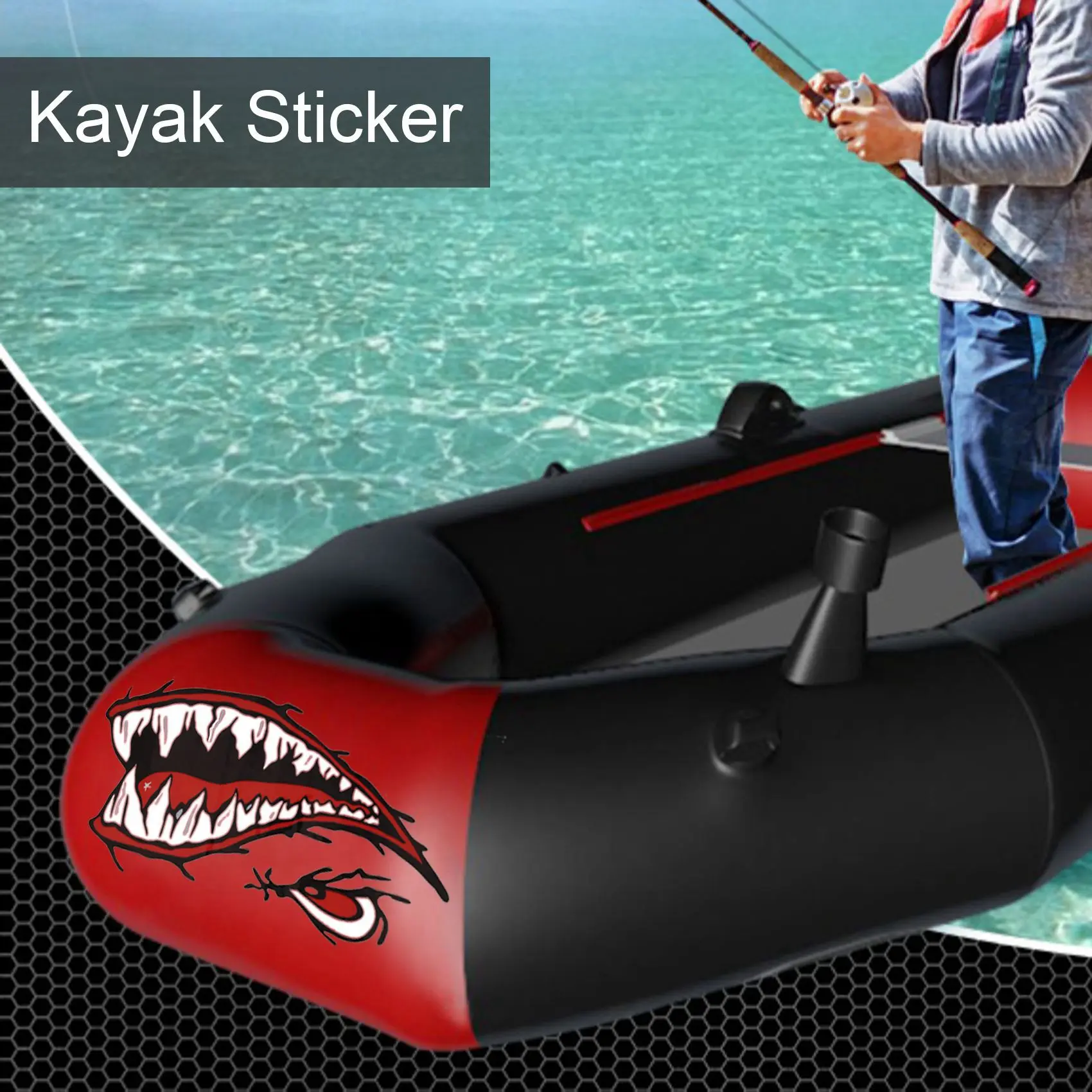 2PCS Waterproof Vinyl Decal Shark Teeth for Kayak Boat Car Truck Sticker DIY Funny Rowing Sticker