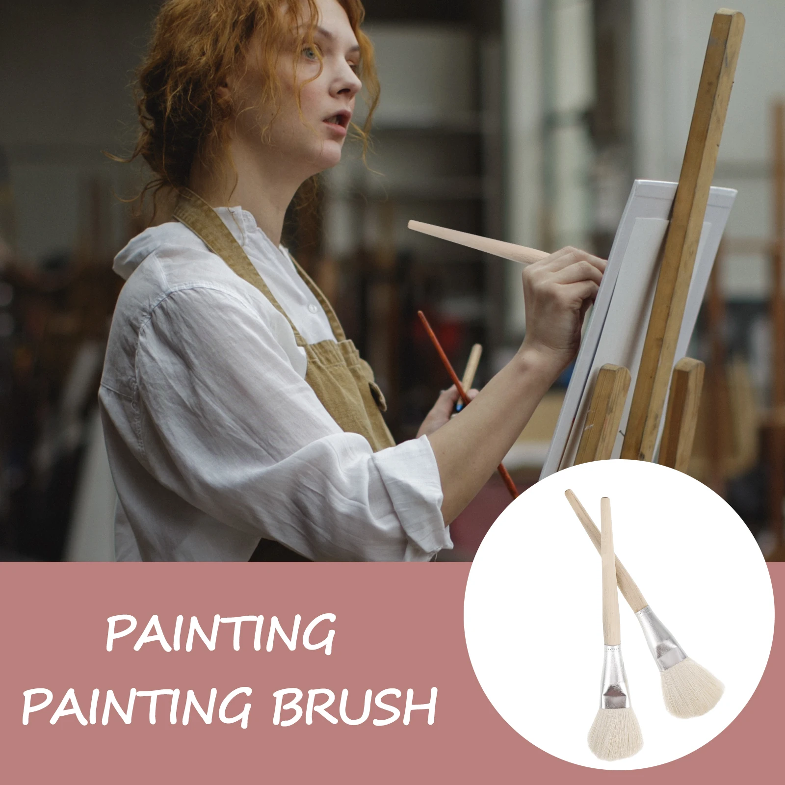 

2Pcs Wool Painting Brushes Soft Round Tip Acrylic Painting Glass Ceramic Craft Detailed Art Brush Smooth Strokes