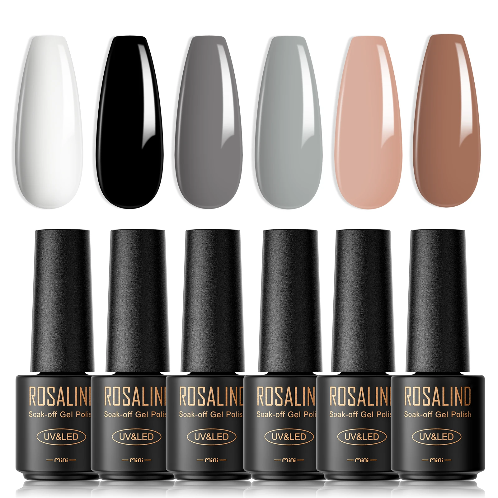 ROSALIND 6 ボトルネイルアートネイルジェルセットマニキュア明るく光沢のある UV ジェル Vernis 半永久ベーストップコート爪の美しさ