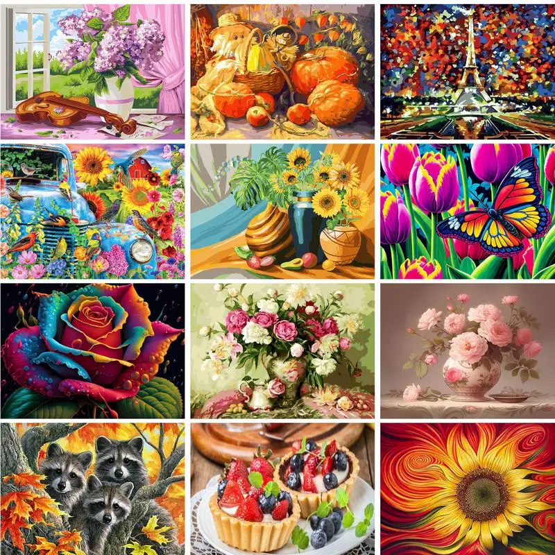 

GATYZTORY Sunflowers Painting By Numbers For Adults 40x50cm Handmade Diy Gift Oil Paint Color On Canvas Home Wall Decorations