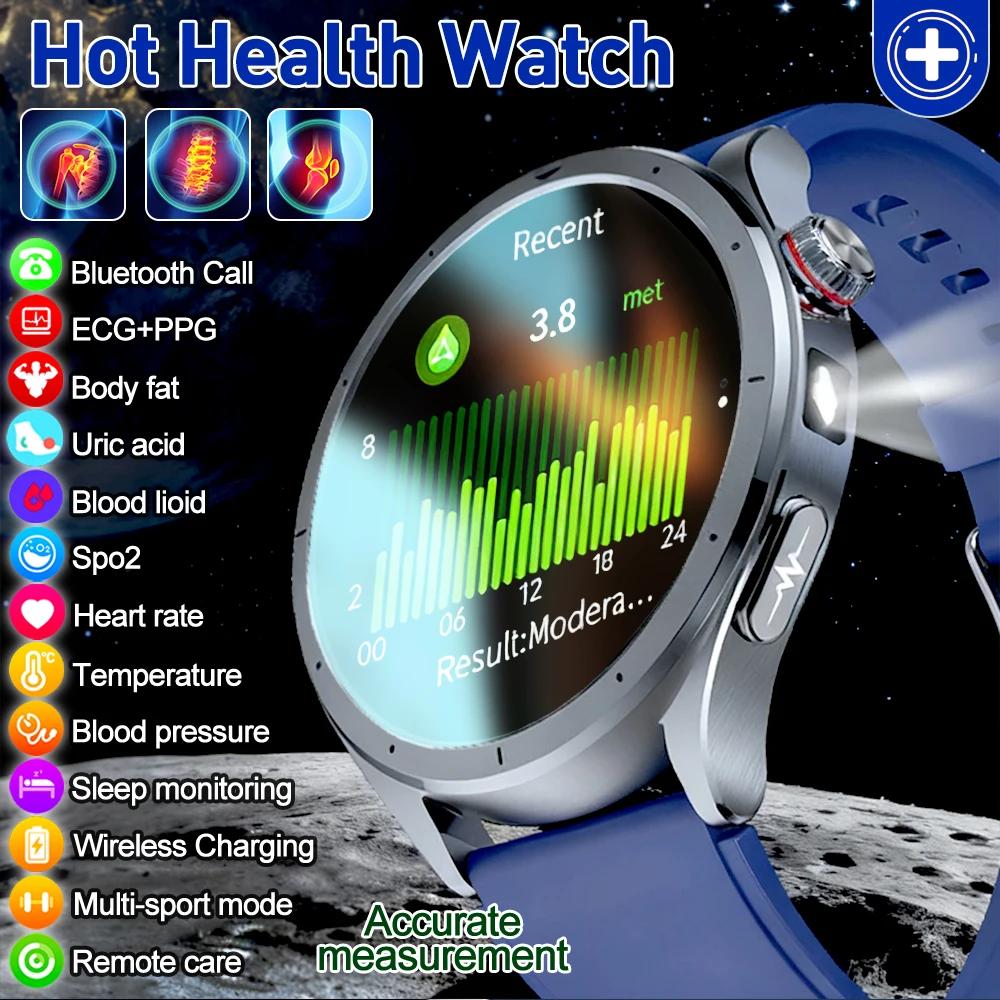 

2025New Professional Health Care Uric acid Blood lipids SmartWatch Men ECG Blood pressure Body analysis AI Voice Call Smartwatch