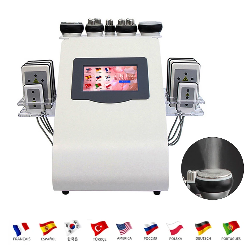 40K Ultrasonic Cavitation Machine 6 in 1 Anti-cellulite Weight Loss Facial Lifting Vacuum Body Massage Anti-wrinkle Beauty Salon