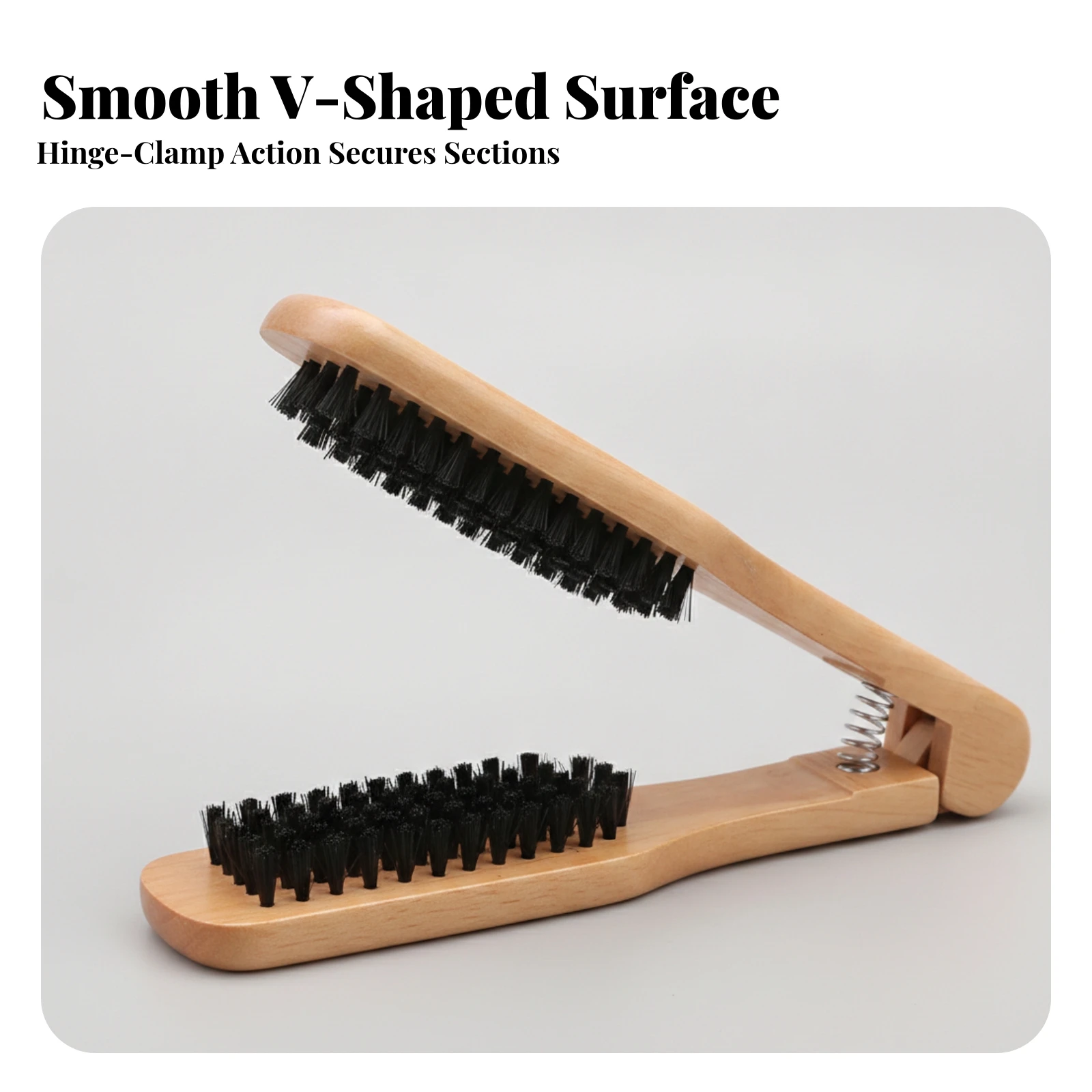 V-Shaped Styling Comb Smoothing Clamp Brush Clamp Comb Smooth Straightening Brush with Bristles Portable for Stylists, Home