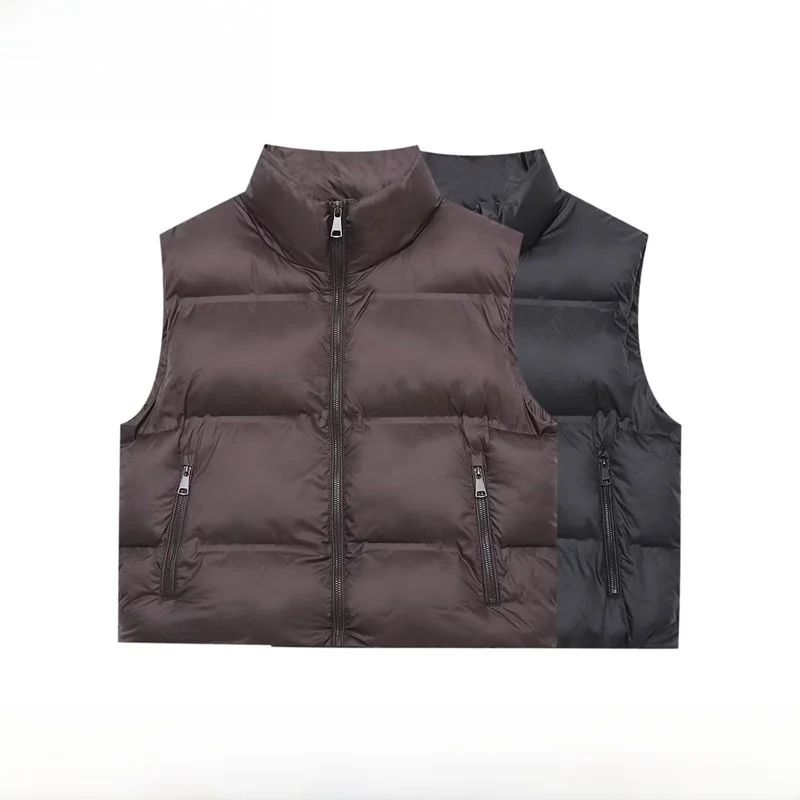 

New Autumn Winter Women's Cotton Vest Jaet No Sve Pred Glue 30232 700 Street Sle Zipper Closure Color