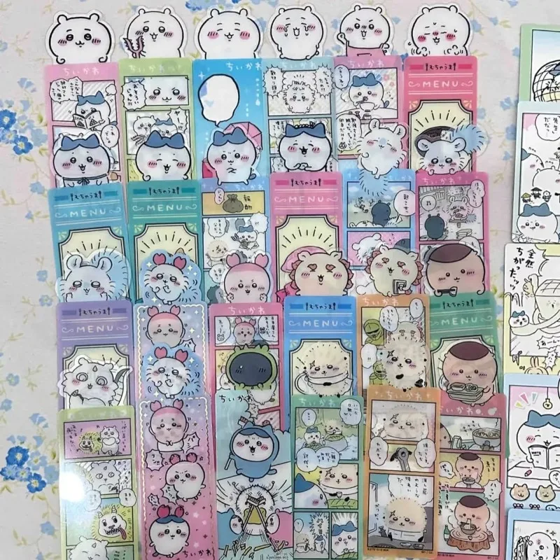 Chiikawa - Juego Completo de Marcadores de Libros con Diseño de Dibujos Animados, Bonitos y Kawaii, para Estudiantes, para Tomar Fotos y Tomar Notas, con Patrones Avanzados y Transparentes, Regalos