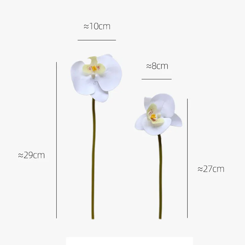 12Pc Hand-feel Orchids Artificial Real Touch Phalaenopsis Flowers Wedding Decoration Home Party Diy Flower Arrangement Materials