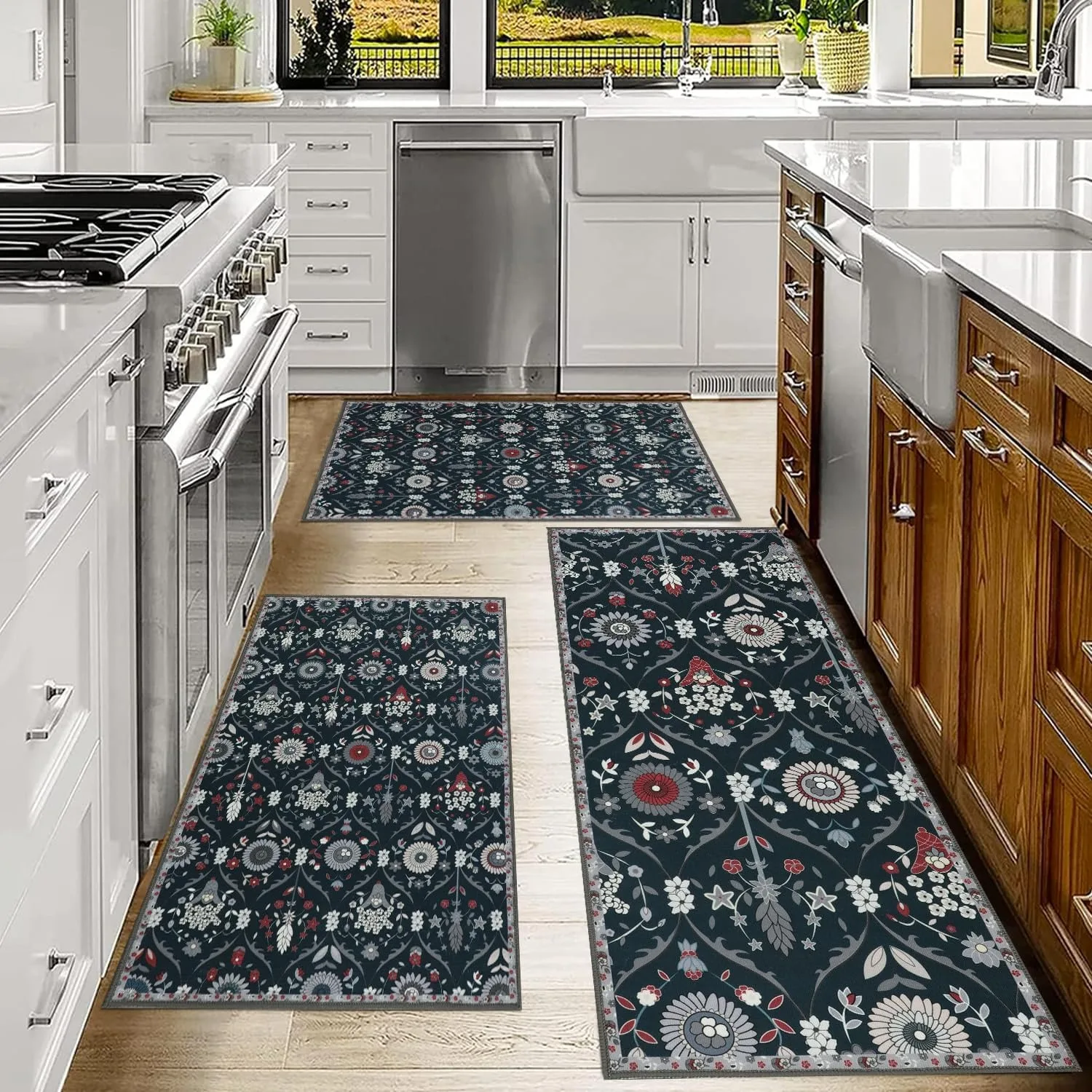 

Kitchen Floor Mat Foldable Machine Washable Anti-slip Carpet Moroccan Trellis Home Decor Leisure Area Rug Alfombra De Cocina 양탄자