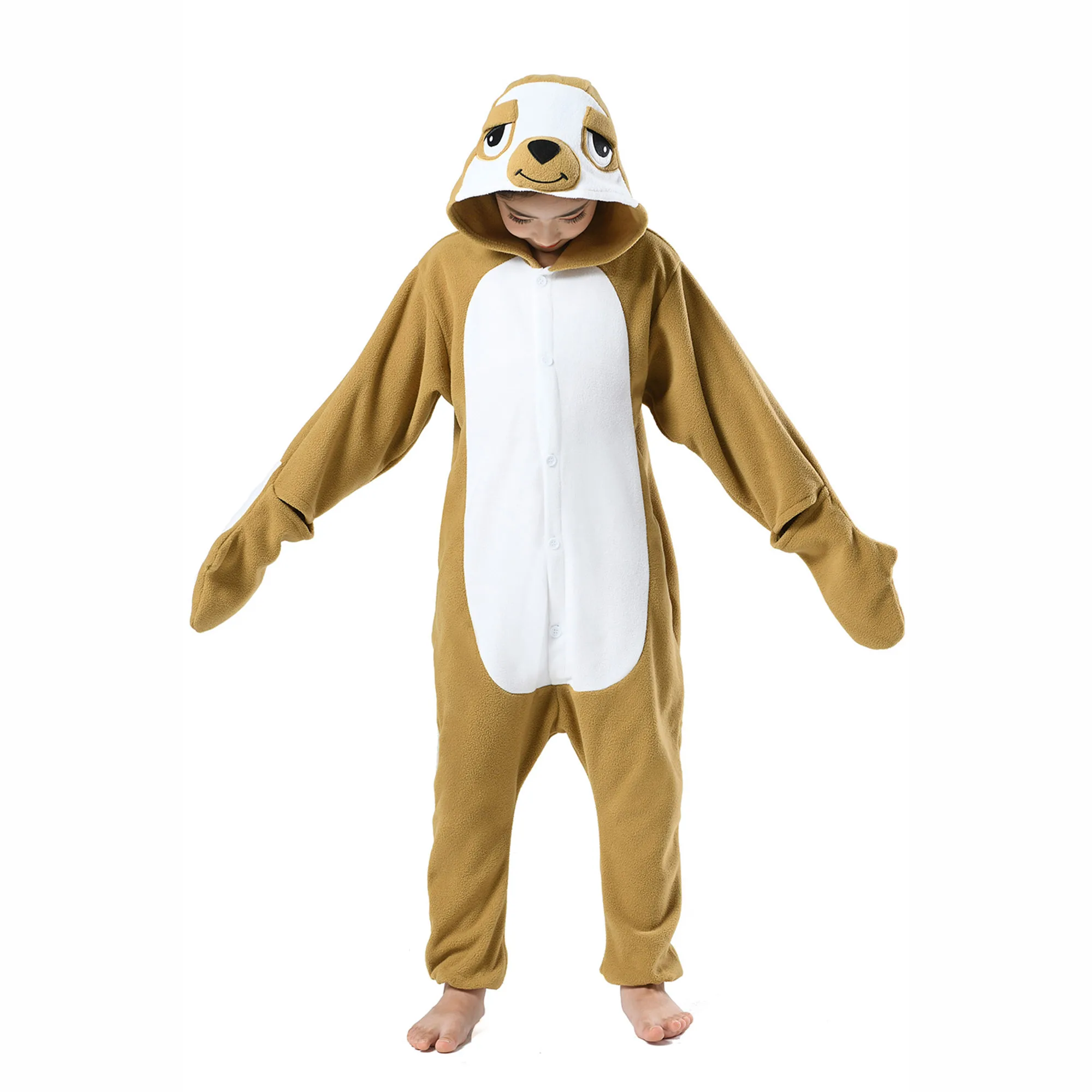 Pyjama paresseux à capuche pour enfants, combinaison cosplay animal, vêtements d'intérieur doux, costume d'Halloween et de Noël, garçons et filles, 1 pièce, hiver