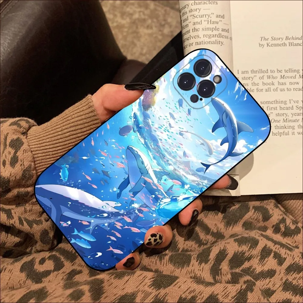 Ocean Animal Cute Dolphin Phone Case For iPhone 15 14 11 12 13 Mini Pro XS Max Cover 6 7 8 Plus X XR SE 2020 Funda Shell