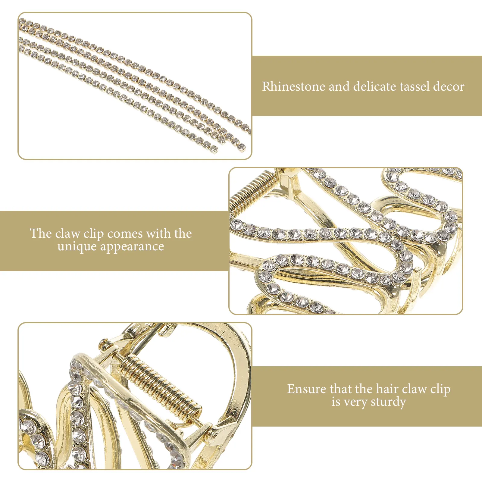 

Rhinestone Snake Claw Clip Large Tassel Hair Clamp For Women Thick Fine Long Hair Party Wedding Daily Use Tool