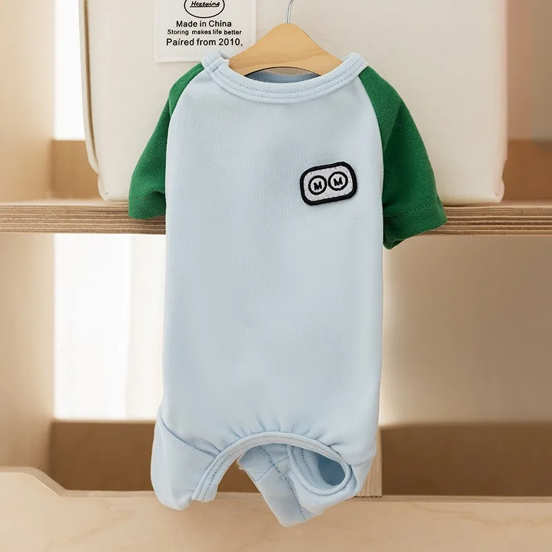 Baju Bawahan Empat Kaki Hewan Peliharaan Pakaian Hangat Musim Dingin Teddy Bichon Frise Jumpsuit Warna Solid Pakaian Anjing Lembut