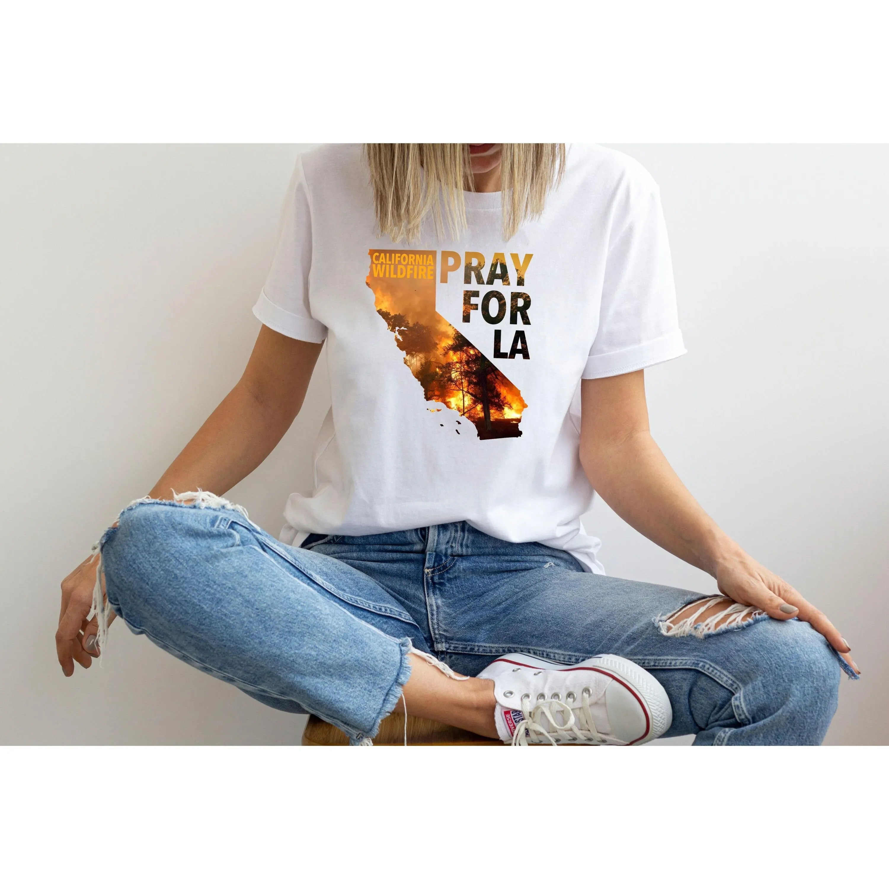 Pray for LA T Shirt California Strong Los Angeles Wildfires Support Resilience Fire Recovery