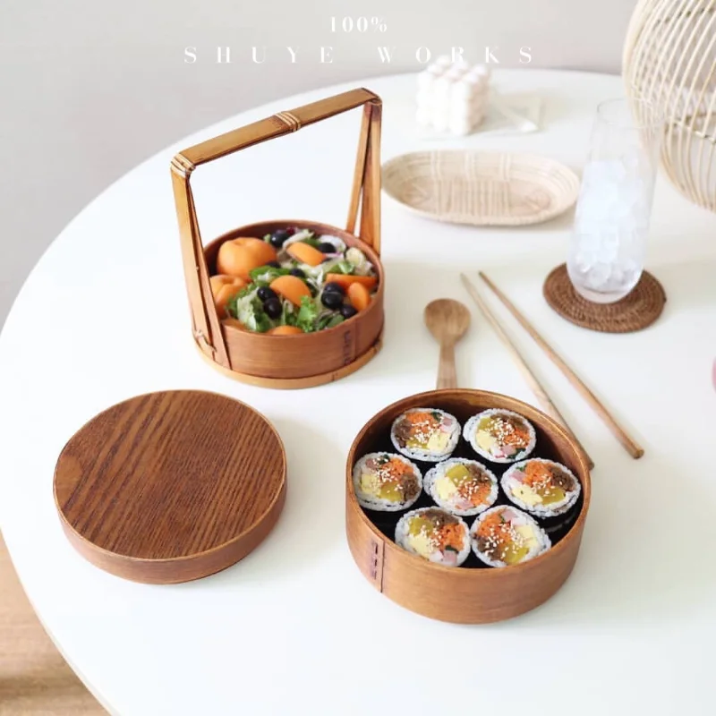 Japanese Style Lunch Box Wooden Bento  Double Layer Portable Picnic Food Storage containers Tableware kitchen gadget sets