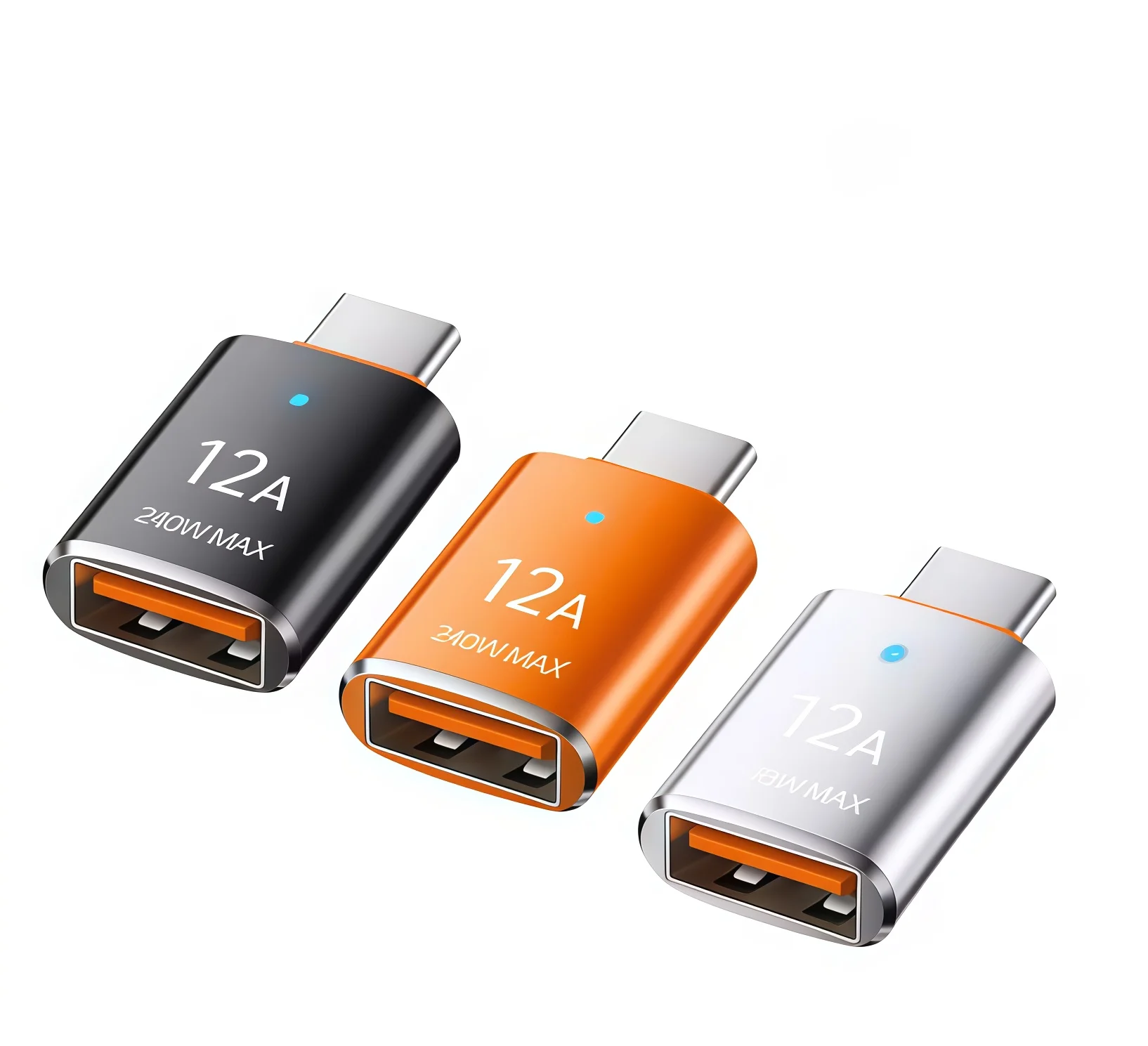 Adaptador OTG Tipo C 12A, Adaptador de Carga Tipo C a USB A, Conector USB 3.0
