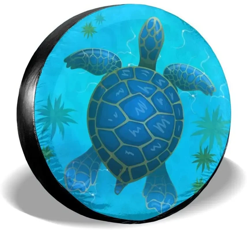 car Accessories Spare tire Cover Sea Turtle Tire Cover Blue Marine Life tyre Cover Polyester Universal Dustproof Rv