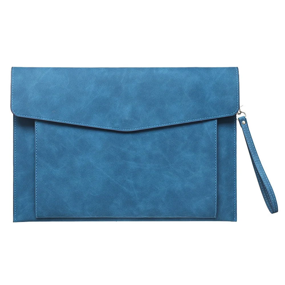 

Large Capacity A4 Leather Document Bag Simple Magnetic Button Business Briefcase with Rope Portable Double Layer File Folder