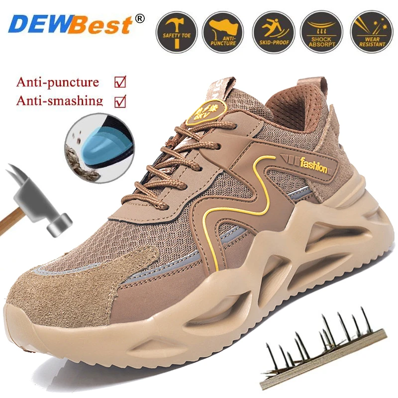 New fashionable trend lightweight breathable anti-smash anti-puncture safety shoes protective shoes steel head work shoes