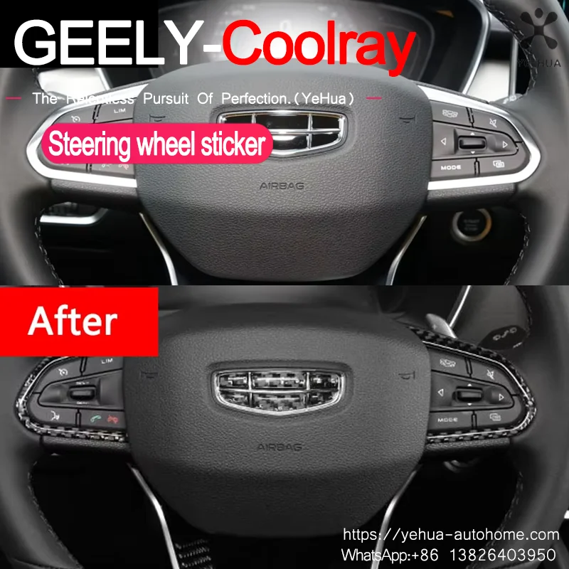 For Geely Coolray 2018-2021 BINYUE Car Steering Wheel Car Logo Decoration Accessory Patch Accessories for Vehicles