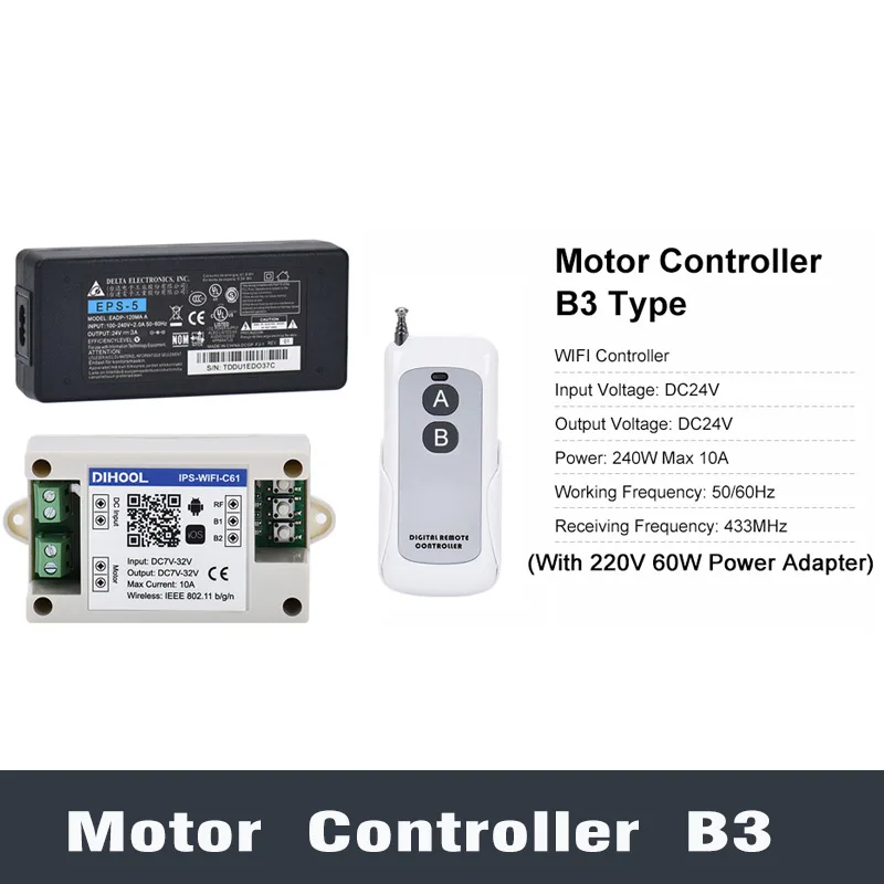 DC24V Motor Controller Electric Linear Actuator Lifting Column Controller AC 110V 220V 60W 120W Remote Control