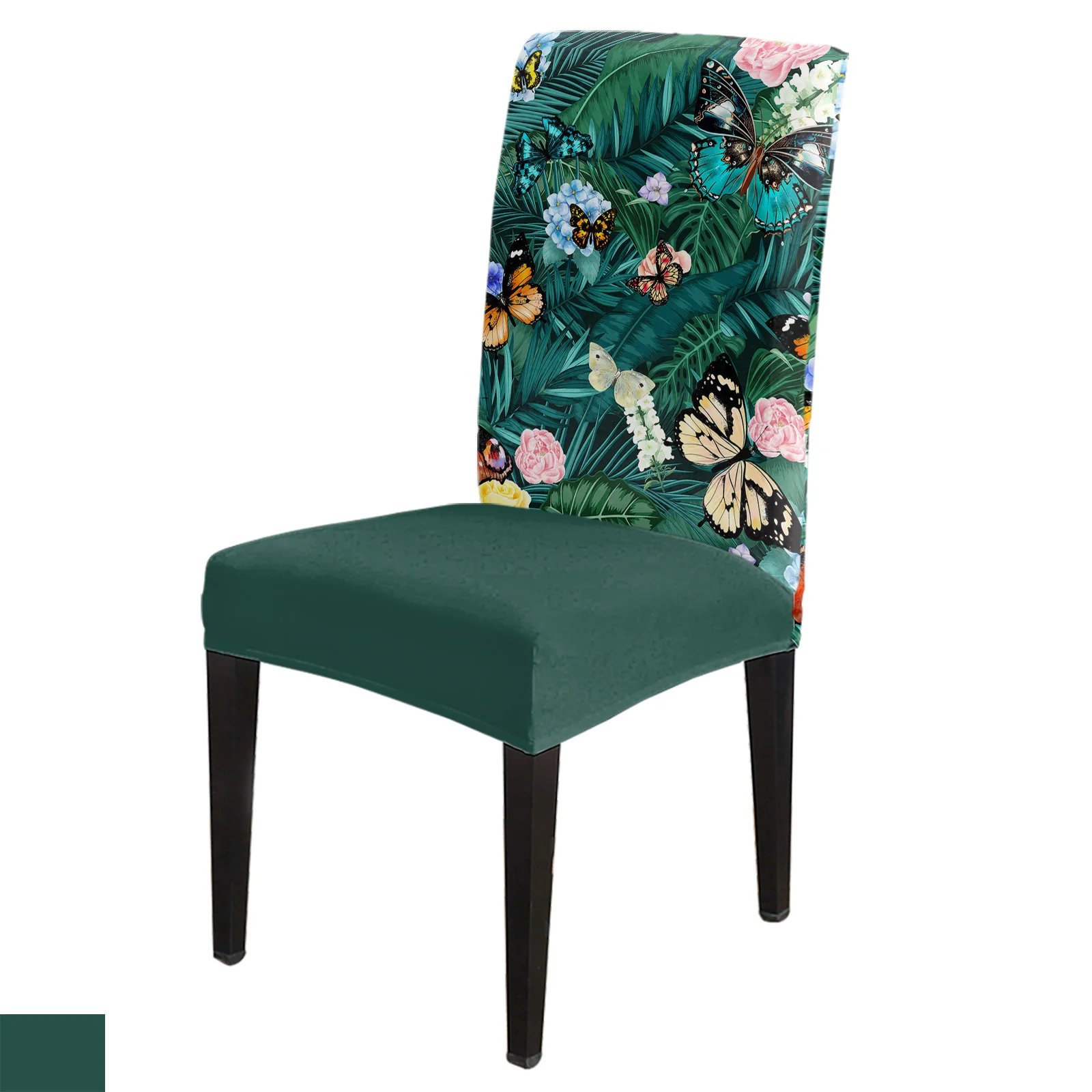 Nordic Style Flower Palm Leaf Butterfly Chair Cover Dining Spandex Stretch Seat Covers Home Office Decor Desk Chair Case Set