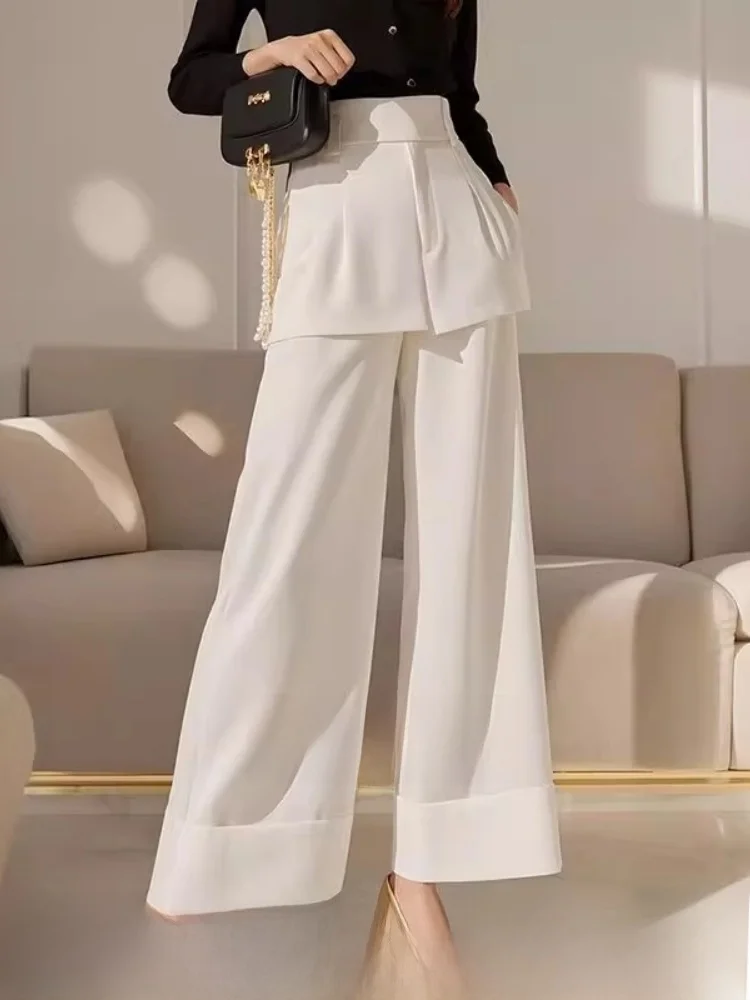 High Waist Wide Leg Pants Women's Suit Straight Casual Pants Spring Season Korean Sle Commute Faion Simple Design