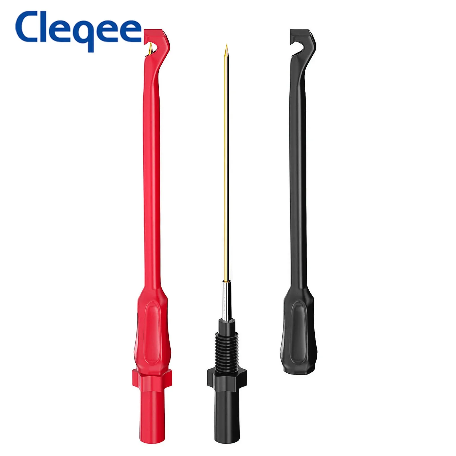 Cleqee 2PCS P30036 Automotive Puncture Probe Wire Piercing Clip Test Hook Gold Copper Needle with 4mm Banana Socket 1000V/32A