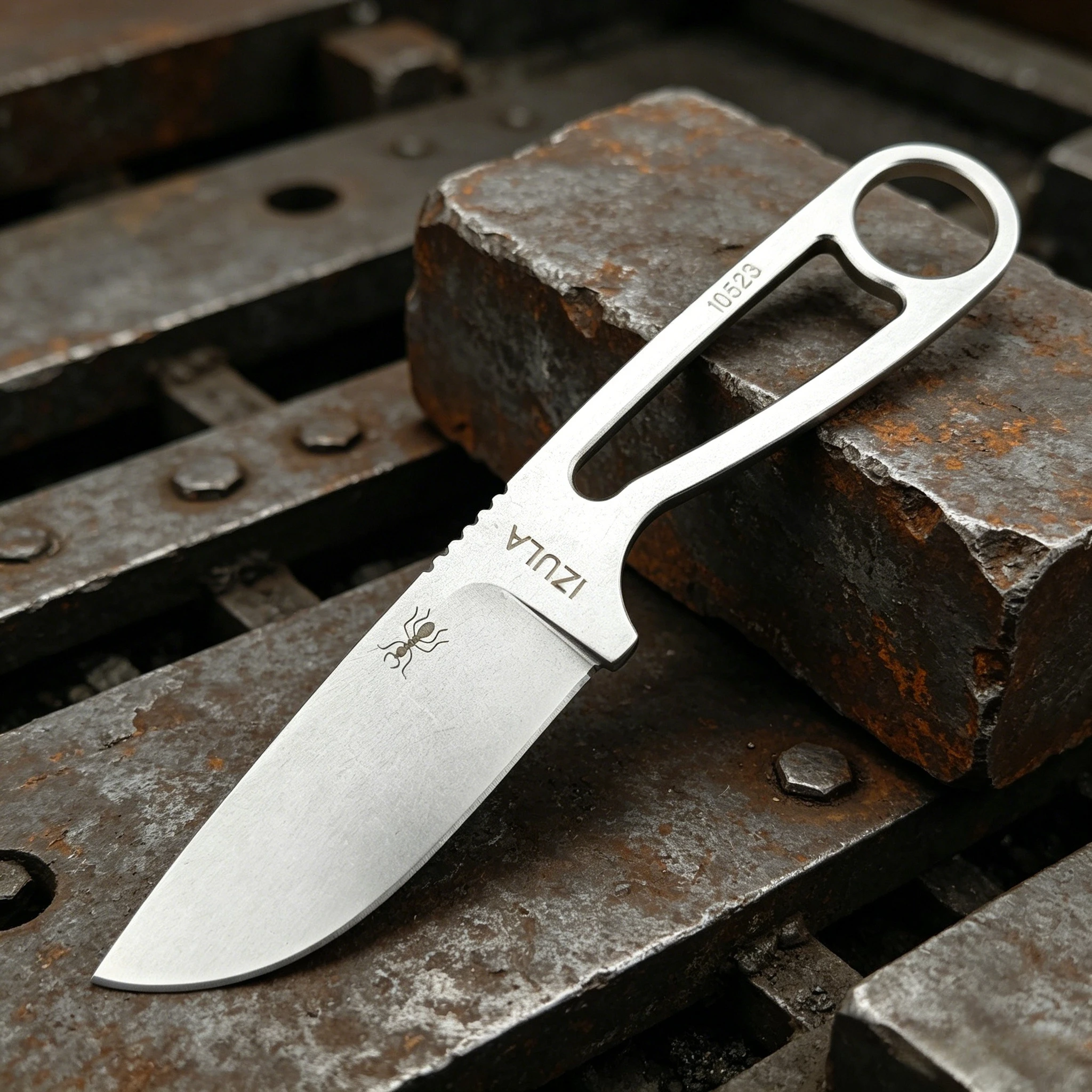 One-piece Construction Izula Fixed Blade Knife, 8Cr13MoV Steel, Kydex Sheath & Clip Plate, Multipurpose for Outdoor & Daily Use