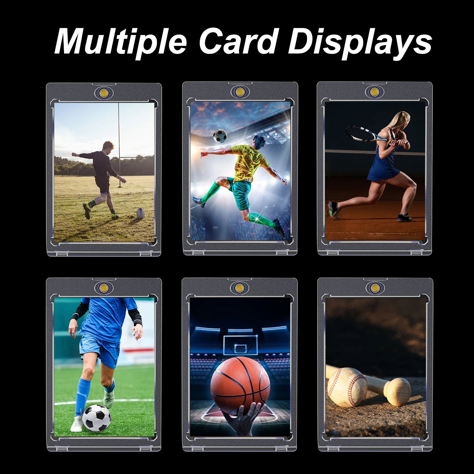 35/55/75/100/130/180PT One-Touch Golden Magnetic Card Holder Basketball Cards Protecter Hard Plastic Cards Display for MTG Cards